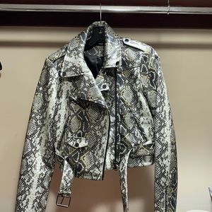 Aqua Snakeskin moto jacket